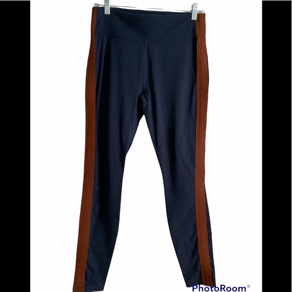 Athleta Track Tux Tight Leggings Stripe Navy Blue - size Medium - Picture 4 of 10